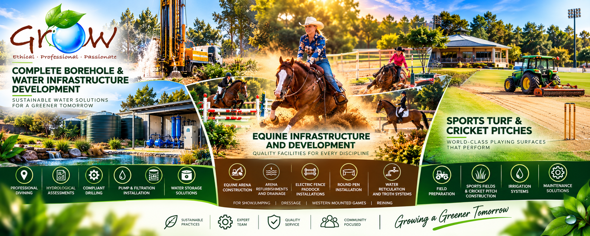 Grow Group borehole, equine infrastructure and sports turf services